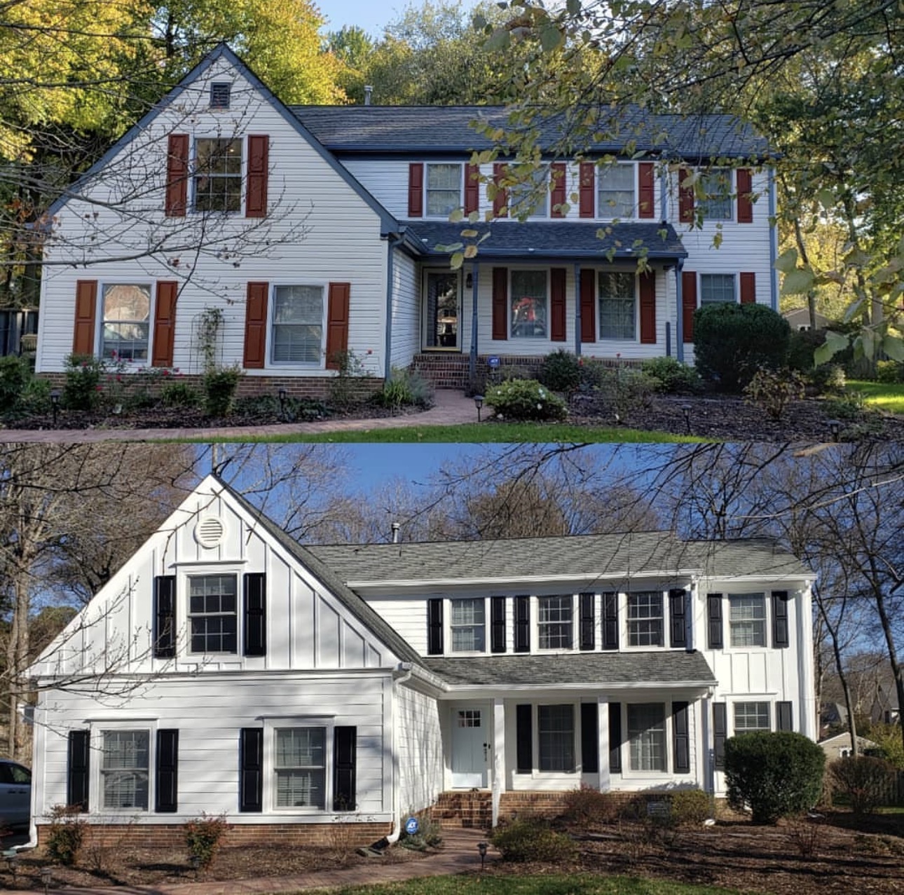 Colonial before and after stacked transformation image